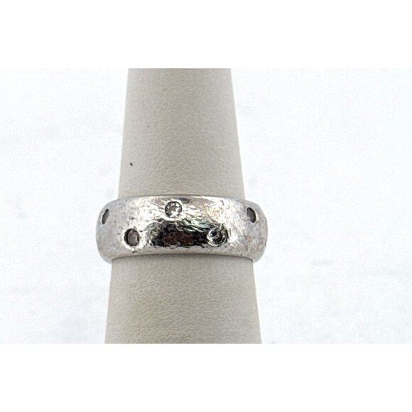 Vintage Estate Sterling Silver 925 SW Wide Band Ring w/ CZ Dots, Size 6, 7.7g - Picture 1 of 8